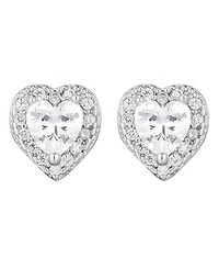 Adornia Silver Cz Heart Halo Stud Earrings