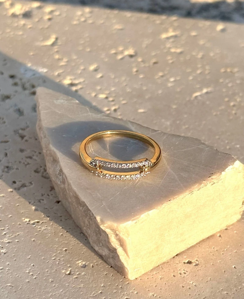 Adornia Gold Cz Link Ring