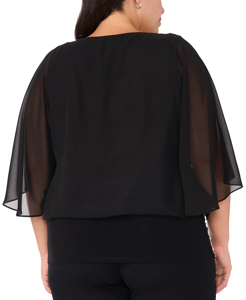 Msk Plus Embellished Chiffon Blouse