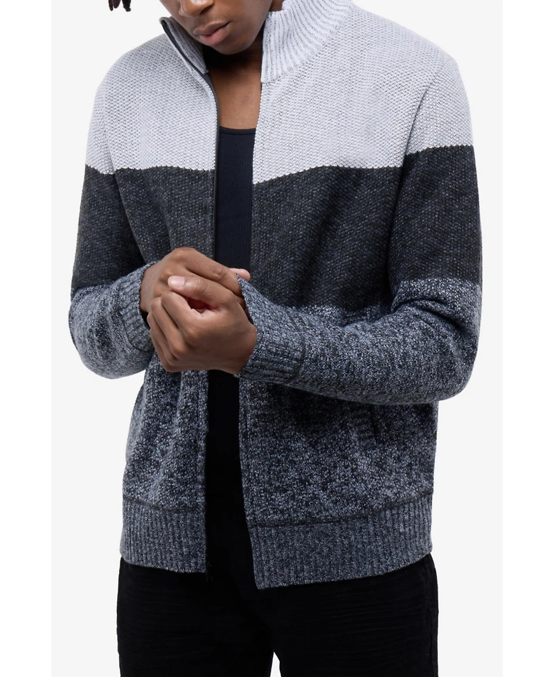 Cultura Men's Full Zip Mock Neck Sweater With Fleece Lining