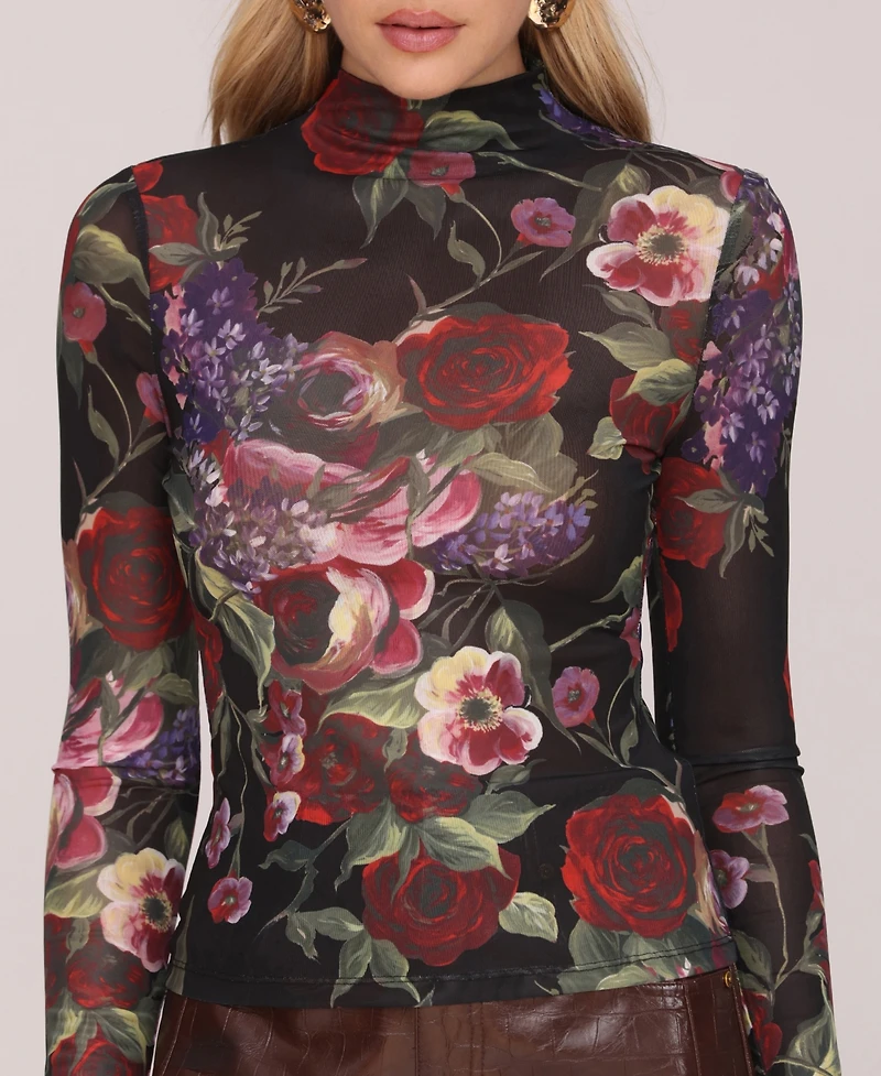 Avec Les Filles Women's Mock Neck Long Sleeve Top