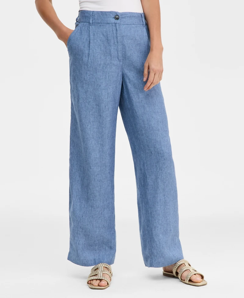 Charter Club Women's Wide-Leg 100% Linen Pants