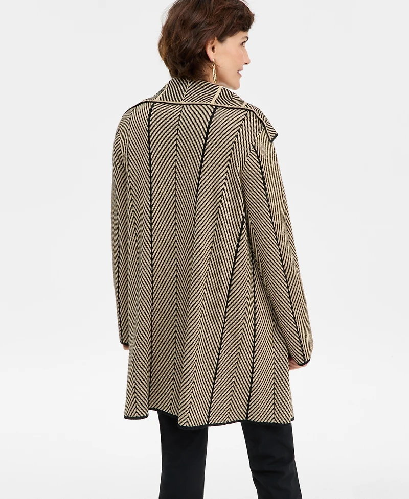 Jm Collection Petite Long-Sleeve Herringbone Cardigan, Macy's Exclusive