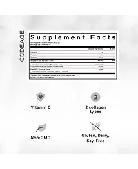 Codeage Collagen Peptides Powder + Vitamin C - 20g Grass-Fed Collagen Per Serving - Digestive Enzymes, Hyaluronic Acid, 18 Amino Acids
