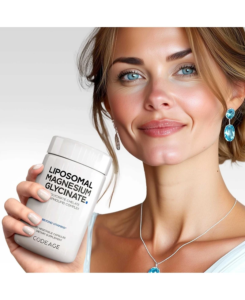 Codeage Liposomal Magnesium Glycinate Supplement - Magnesium Bisglycinate Pills - BioPerine Black Pepper - Liposomal Delivery