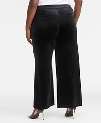 I.n.c. International Concepts Plus High-Rise Wide-Leg Velvet Pants, Created for Macy's
