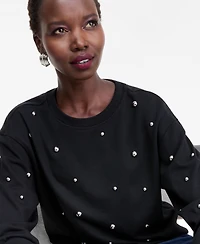 I.n.c. International Concepts Women's Studded French Terry Sweatshirt, Macy's Exclusive