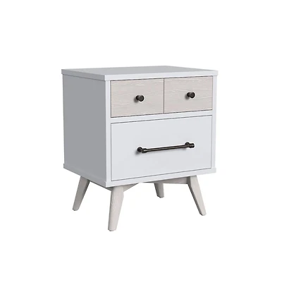 Westwood Design Rowan 2-Drawer Modern Wood Nightstand in Ash Linen White