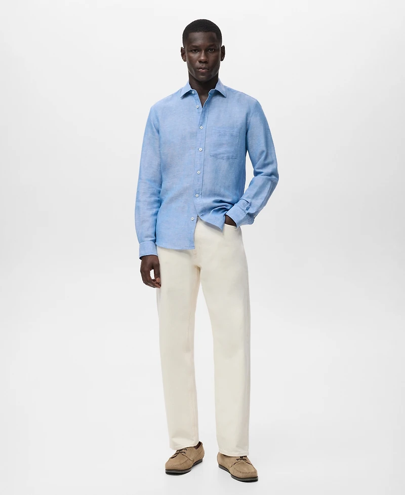 Mango Men's Pocket Linen Shirt