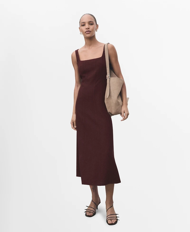 Mango Women's Stitching Detail Midi-Dress