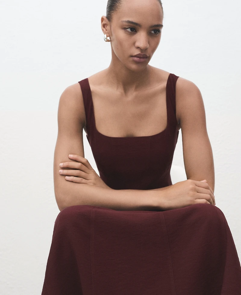 Mango Women's Stitching Detail Midi-Dress