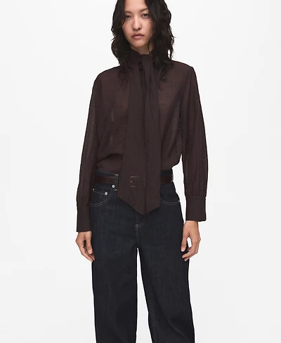Mango Women's Foulard Detail Textured Blouse