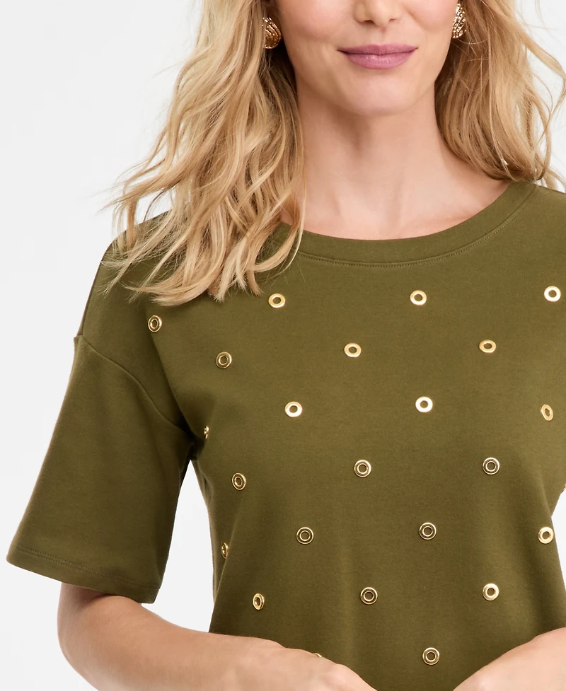 I.n.c. International Concepts Women's Short-Sleeve Grommet Top, Macy's Exclusive