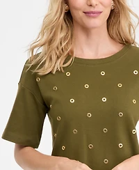 I.n.c. International Concepts Women's Short-Sleeve Grommet Top, Macy's Exclusive