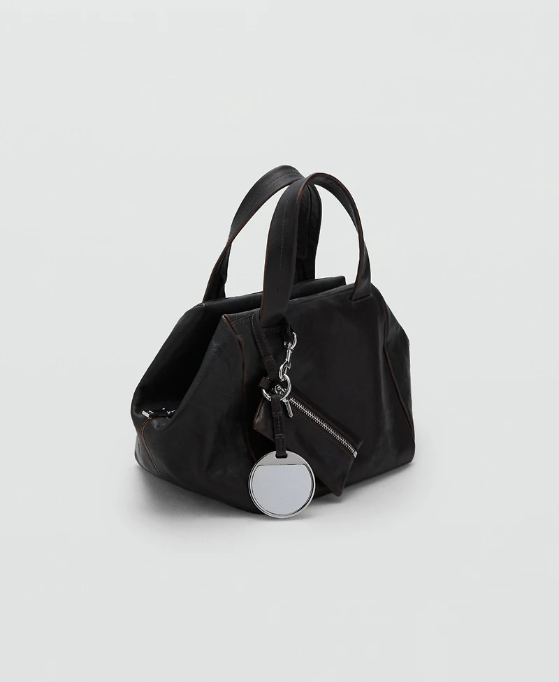 Mango Women's Charms Detail Leather Clutch