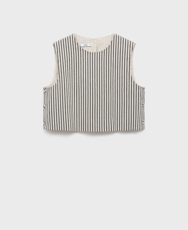 Mango Women's Buttons Striped Top