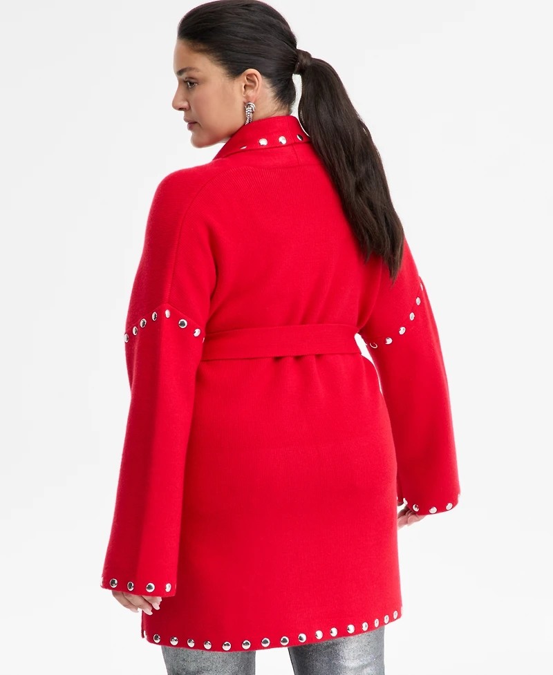 I.n.c. International Concepts Plus Studded Tie-Waist Cardigan, Macy's Exclusive