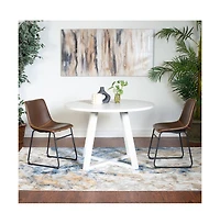 Roundhill Furniture Varna 3-Pc Round Dining Set, Trestle Dining Table with 2 Chairs