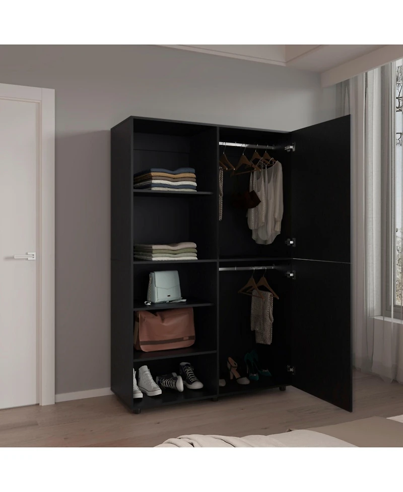 Brewster Wardrobe, 2 Doors, 6 Legs, 5 Shelves