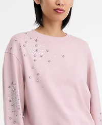 I.n.c. International Concepts Women's Embellished French Terry Sweatshirt, Macy's Exclusive