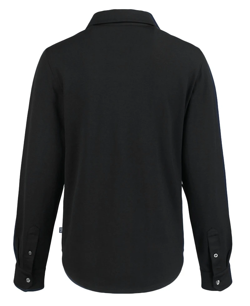 Cutter & Buck Women's Advantage Tri-Blend Eco Soft Pique Long Sleeve Knitted Button Up