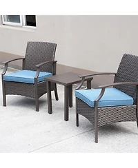 Boyel Living Rattan-Woven Powder-Coated Detachable 3-Piece Chat Set