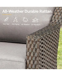 Gymojoy Slimline Brown Wicker Patio 2-Piece Swivel Chairs Outdoor Rocking Chair with Thick Deep CushionGuard Olefin Cushion