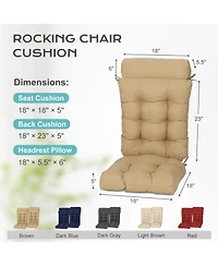 Aoodor Tufted Rocking Chair Cushion, High Back Cushion with Waterproof and Fade-Resistant, Set of 2