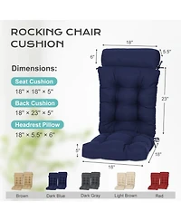 Aoodor Tufted Rocking Chair Cushion, High Back Cushion with Waterproof and Fade-Resistant, Set of 2