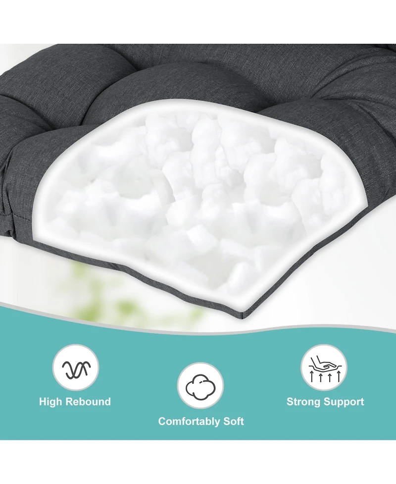 Aoodor Tufted Rocking Chair Cushion, High Back Cushion with Waterproof and Fade-Resistant, Set of 2