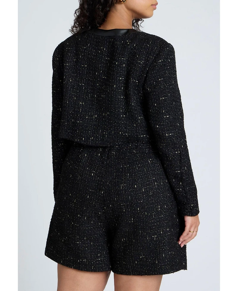 Eloquii Women's Plus Cropped Tweed Jacket