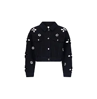 The Noli Shop Women's Kaia Pearl Jean Jacket - Black