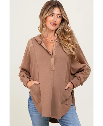 Pinkblush Maternity Mocha Corduroy Contrast Oversized Hoodie