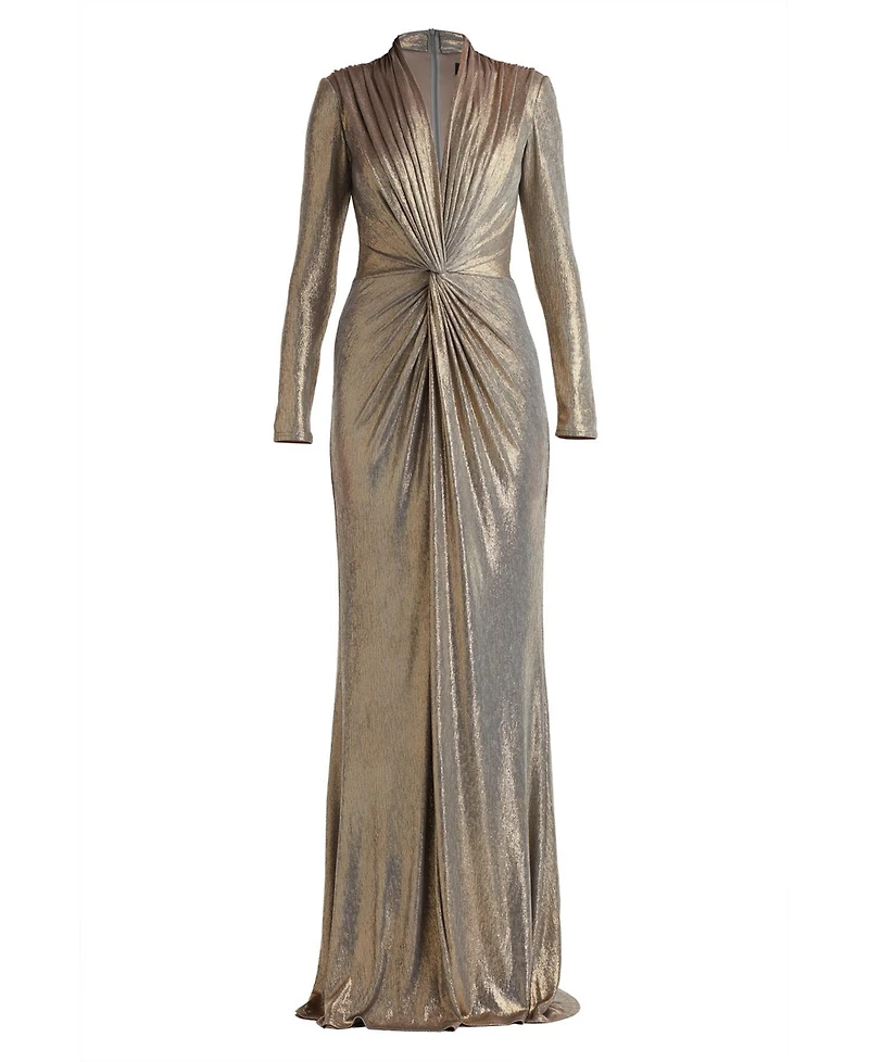 Tadashi Shoji Women's Ferrum Metallic Twist Drape Gown