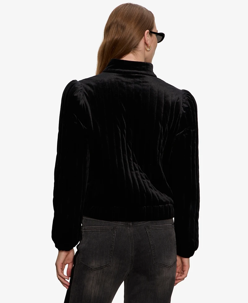 Sanctuary Women's Long Sleeve Quilted Velvet Jacket