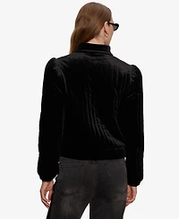 Sanctuary Women's Long Sleeve Quilted Velvet Jacket