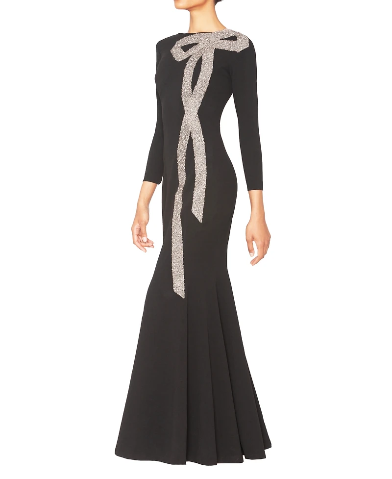 White Tie by Shani Women's Bow Trim Detail Gown