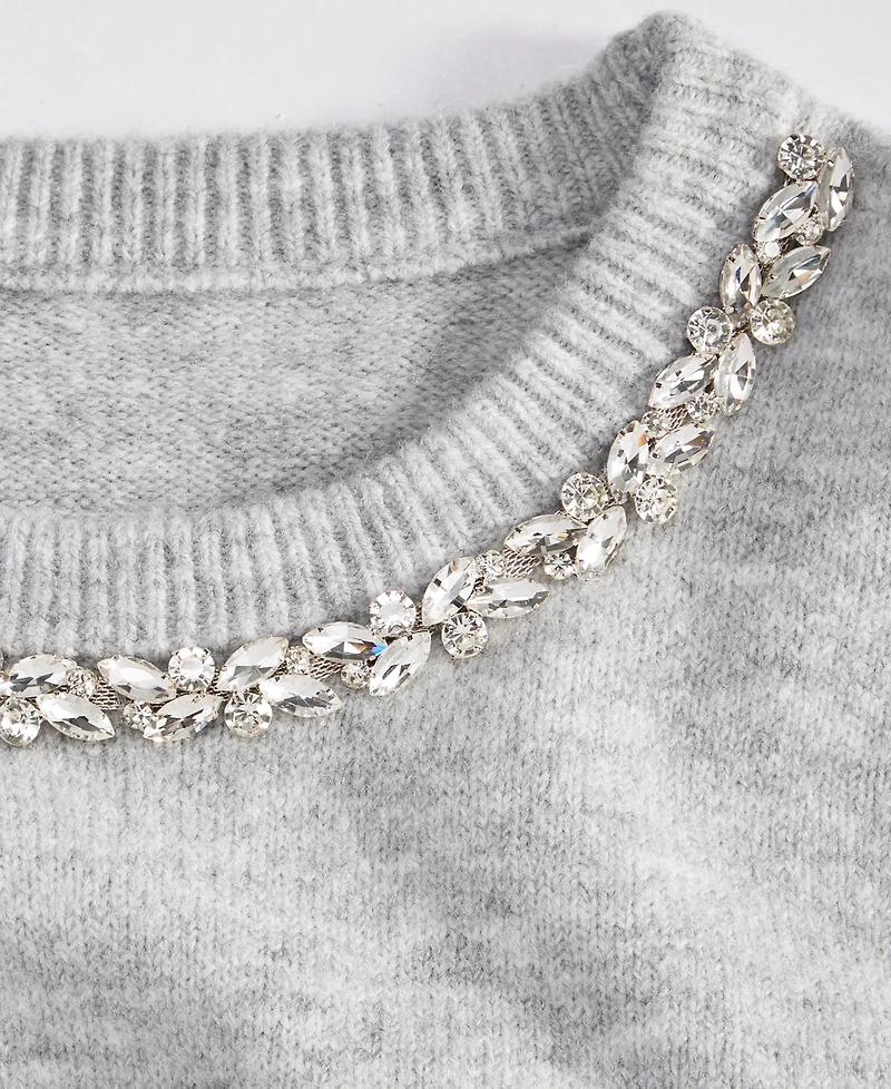 I.n.c. International Concepts Women's Long-Sleeve Embellished-Neck Sweater