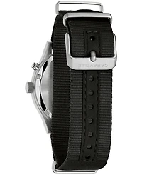 Caravelle Men's Vintage Casual Lite Up Black Nylon Strap Watch, 39mm