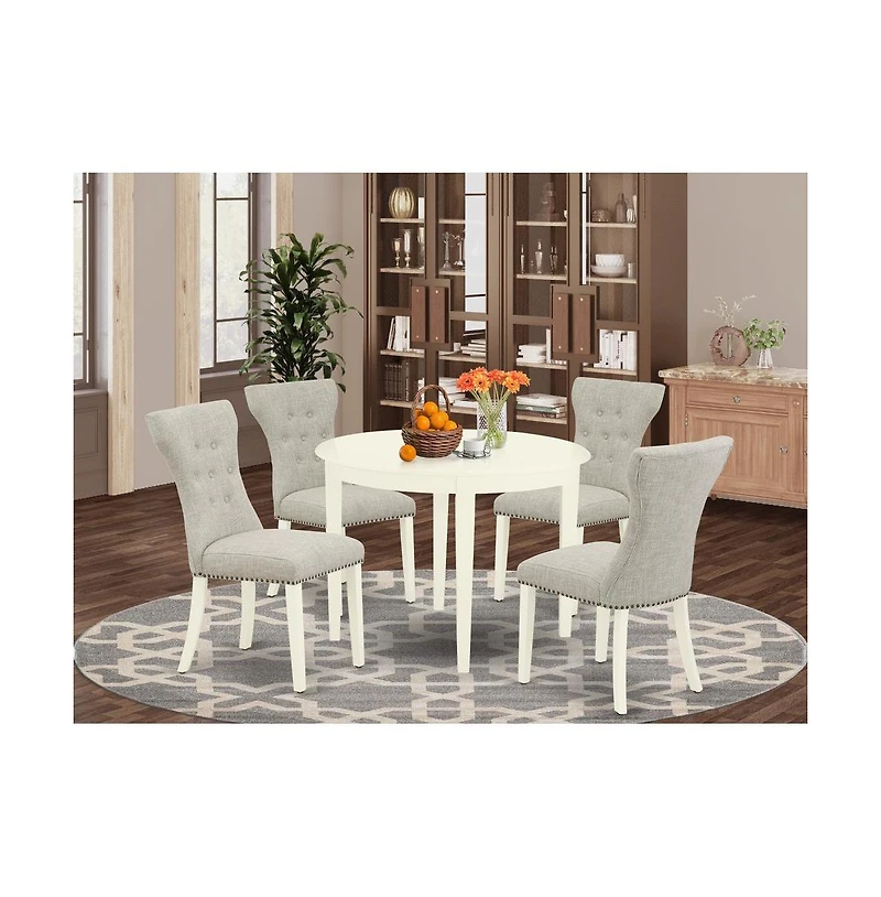 East West Furniture Dining Room Set Linen White