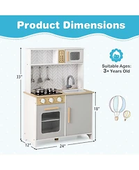 Kids Kitchen Playset with Lights Sounds Microwave Stoves Oven Cooking Accessories