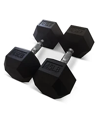 HolaHatha Iron Hexagonal Cast Exercise Dumbbell Free Weight Pair, 45 Pounds