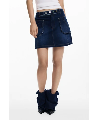 Desigual Women's Short denim skirt with belt