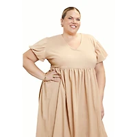 Fashion-szn Curve Women's Size-Puff Sleeve Smock Dress