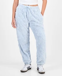Rebellious One Juniors' Bow-Embossed Fleece Jogger Pants