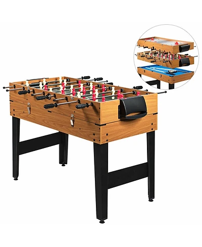 Gymax 48'' 3-In-1 Multi Combo Game Table Foosball Soccer Billiard Slide Hockey For Kids