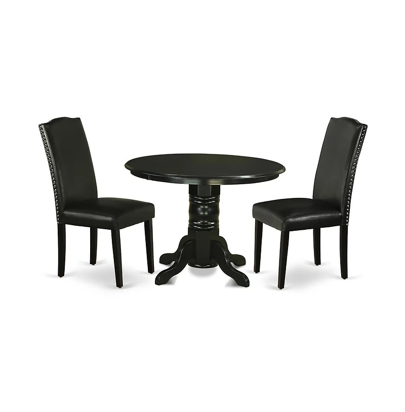 East West Furniture Dining Room Set Black, SHEN3-blk-69