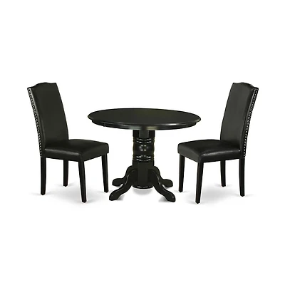 East West Furniture Dining Room Set Black, SHEN3-blk-69