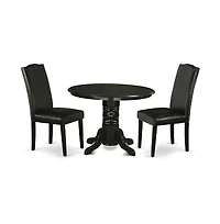 East West Furniture Dining Room Set Black, SHEN3-blk-69