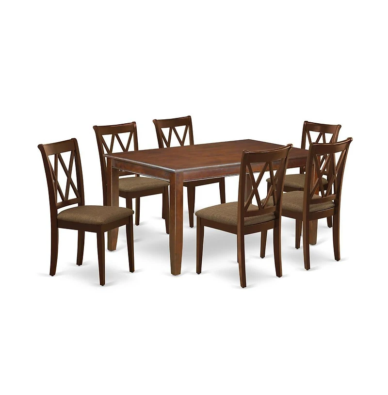 East West Furniture Dining Room Set Mahogany, DUCL7-mah-c